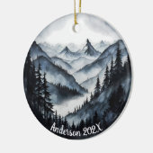 Gepersonaliseerde Aquarelle Waterverf Bergscène Keramisch Ornament (Links)