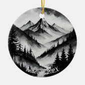 Gepersonaliseerde Aquarelle Waterverf Bergscène Keramisch Ornament (Voorkant)