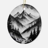 Gepersonaliseerde Aquarelle Waterverf Bergscène Keramisch Ornament (Links)