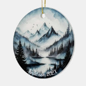 Gepersonaliseerde Aquarelle Waterverf Bergscène Keramisch Ornament (Links)