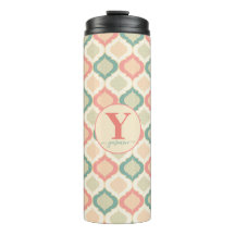 Gepersonaliseerde Arabesque koraal, groen en crème