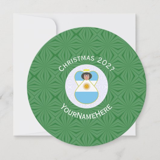 Gepersonaliseerde Argentijnse engel kerst vlag Kaart (Voorkant)