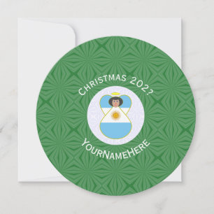 Gepersonaliseerde Argentijnse engel kerst vlag Kaart