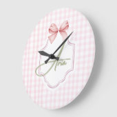 Gepersonaliseerde Aria Baby Girl Nursery Bow & Gin Grote Klok (Hoek)