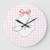 Gepersonaliseerde Aria Baby Girl Nursery Bow & Gin Grote Klok (Voorkant)
