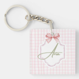 Gepersonaliseerde Aria Baby Girl Nursery Bow & Gin Sleutelhanger