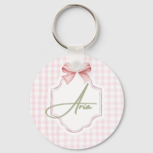Gepersonaliseerde Aria Baby Girl Nursery Bow & Gin Sleutelhanger