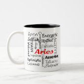Gepersonaliseerde Aries Zodiac Astrology Collage Tweekleurige Koffiemok (Links)