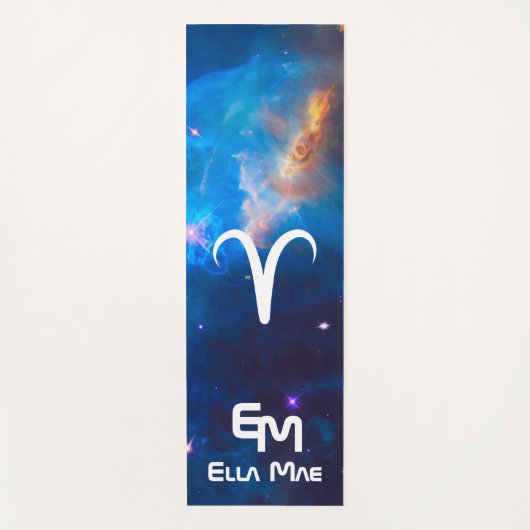 Gepersonaliseerde Aries Zodiac Blue Yoga Mat (Voorkant)