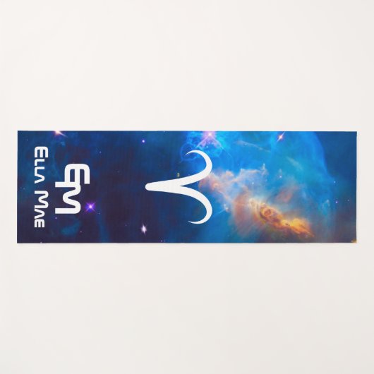 Gepersonaliseerde Aries Zodiac Blue Yoga Mat (Voorkant (horizontaal))