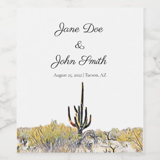 Gepersonaliseerde Arizona Saguaro Cactus Woedbruil Wijn Etiket (Enkel label)