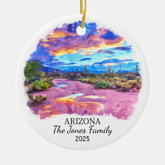 Gepersonaliseerde Arizona State Kerstmis Keramisch Ornament (Voorkant)