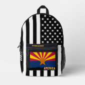 Gepersonaliseerde Arizona Vlag tas, Amerikaanse Vl Bedrukte Rugzak (Voorkant)