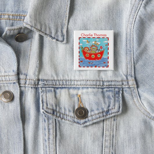 Gepersonaliseerde Ark van Noach Vierkante Button 5,1 Cm (In situ)