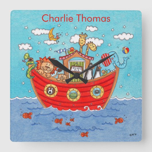 Gepersonaliseerde Ark van Noach Vierkante Klok (Voorkant)
