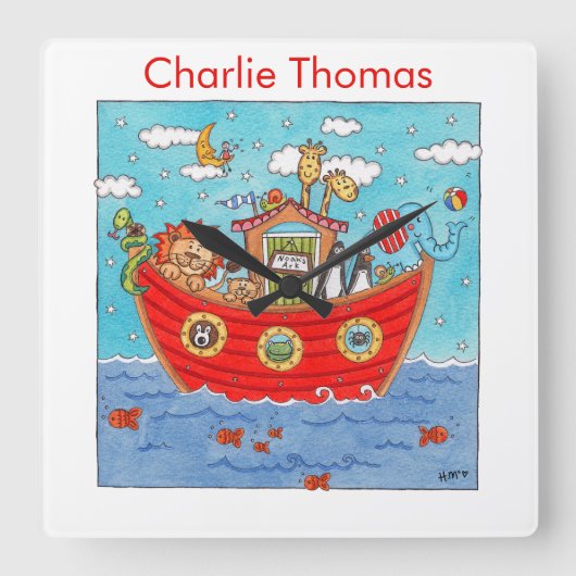 Gepersonaliseerde Ark van Noach Vierkante Klok (Voorkant)