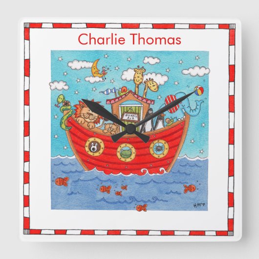 Gepersonaliseerde Ark van Noach Vierkante Klok (Voorkant)