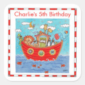 Gepersonaliseerde Ark van Noach Vierkante Sticker (Voorkant)