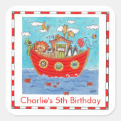 Gepersonaliseerde Ark van Noach Vierkante Sticker (Voorkant)