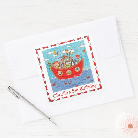 Gepersonaliseerde Ark van Noach Vierkante Sticker (Envelop)