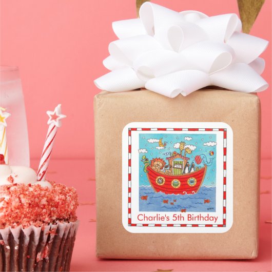 Gepersonaliseerde Ark van Noach Vierkante Sticker (Feest)