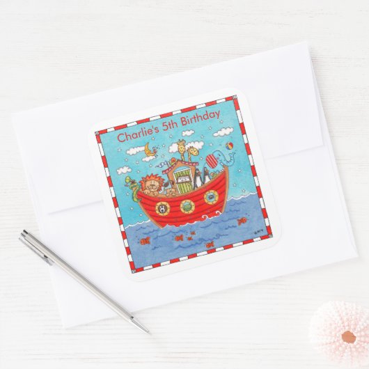 Gepersonaliseerde Ark van Noach Vierkante Sticker (Envelop)