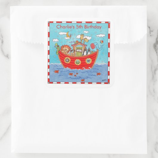 Gepersonaliseerde Ark van Noach Vierkante Sticker (Tas)