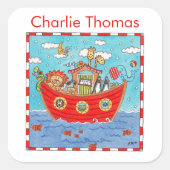 Gepersonaliseerde Ark van Noach Vierkante Sticker (Voorkant)