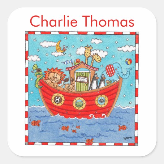 Gepersonaliseerde Ark van Noach Vierkante Sticker (Voorkant)