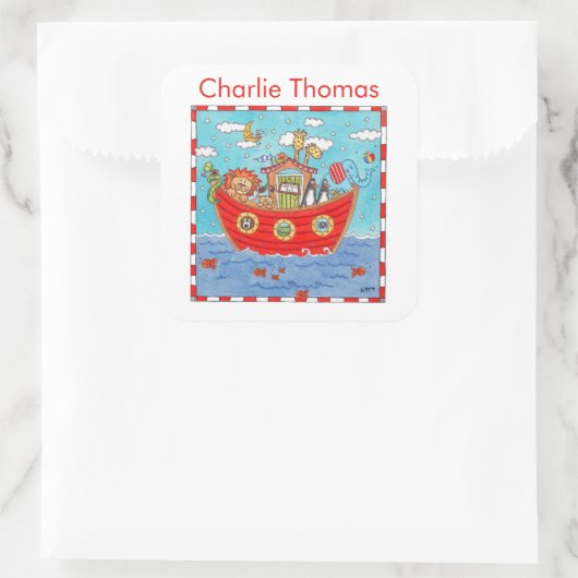 Gepersonaliseerde Ark van Noach Vierkante Sticker (Tas)