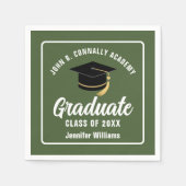 Gepersonaliseerde Army Green Afstuderen Graduation Servet (Voorkant)