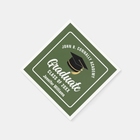 Gepersonaliseerde Army Green Afstuderen Graduation Servet (Hoek)
