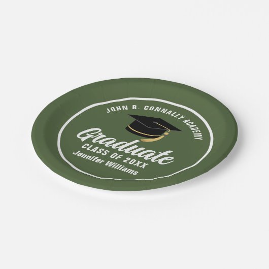 Gepersonaliseerde Army Green Graduation Party Papieren Bordje (Gekanteld)