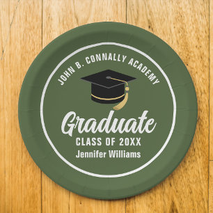 Gepersonaliseerde Army Green Graduation Party Papieren Bordje