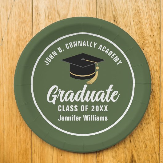 Gepersonaliseerde Army Green Graduation Party Papieren Bordje