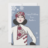 Gepersonaliseerde Art Decco stijl Kerstmis Feestdagenkaart (Voorkant)