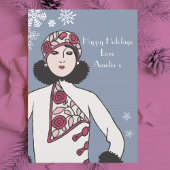 Gepersonaliseerde Art Decco stijl Kerstmis Feestdagenkaart