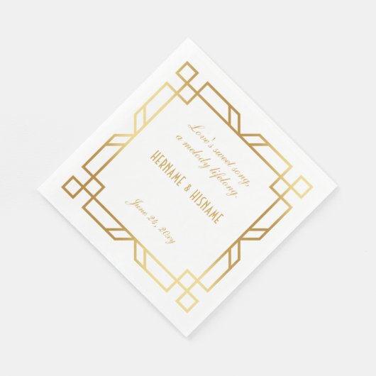 Gepersonaliseerde Art Deco Classic Goud Lijst Quot Servet (Hoek)