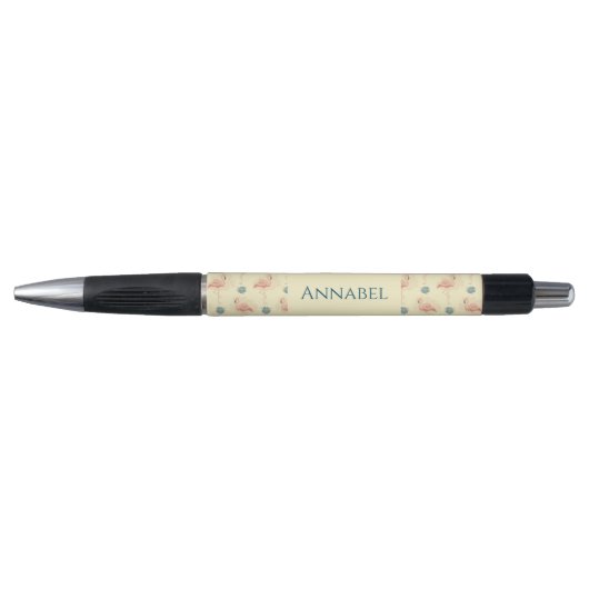 Gepersonaliseerde Art Deco geïnspireerde Flamingo  Pen (Voorkant)