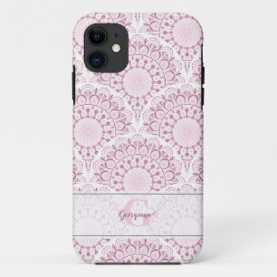 Gepersonaliseerde Art Deco Roze Confetti Lace Mand Case-Mate iPhone Case