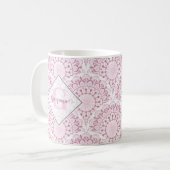 Gepersonaliseerde Art Deco Roze Confetti Lace Mand Koffiemok (Voorkant links)