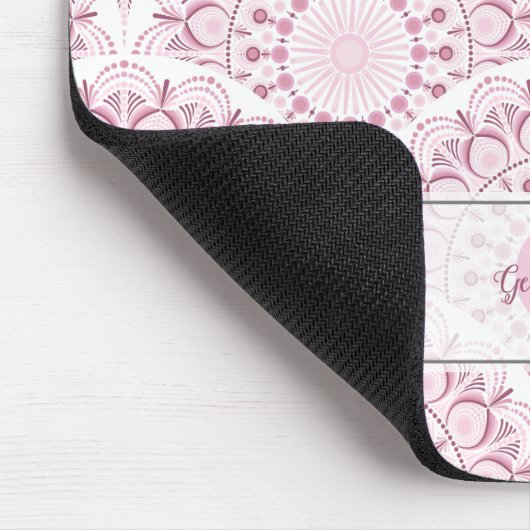 Gepersonaliseerde Art Deco Roze Confetti Lace Mand Muismat (Hoek)