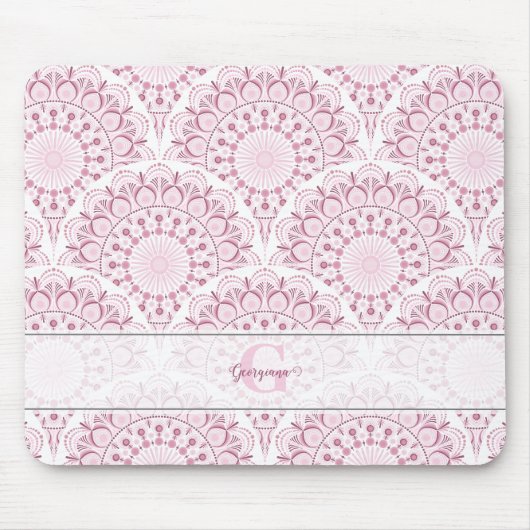 Gepersonaliseerde Art Deco Roze Confetti Lace Mand Muismat (Voorkant)