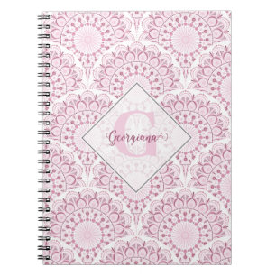 Gepersonaliseerde Art Deco Roze Confetti Lace Mand Notitieboek