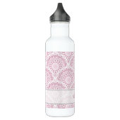 Gepersonaliseerde Art Deco Roze Confetti Lace Mand Waterfles (Links)