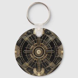 Gepersonaliseerde Art Deco Sleutelhanger - Zwart e
