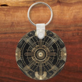 Gepersonaliseerde Art Deco Sleutelhanger - Zwart e (Voorkant)