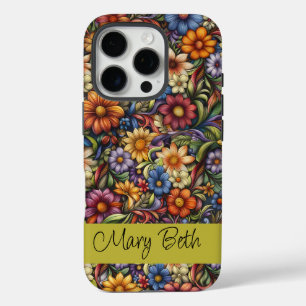 Gepersonaliseerde Art Nouveau Blooms iPhone 16 Pro Hoesje