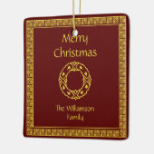 Gepersonaliseerde Art Nouveau Red Kerstmis Keramisch Ornament (Links)