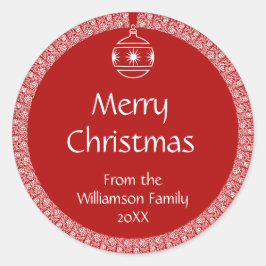 Gepersonaliseerde Art Nouveau Retro Kerstversierin Ronde Sticker